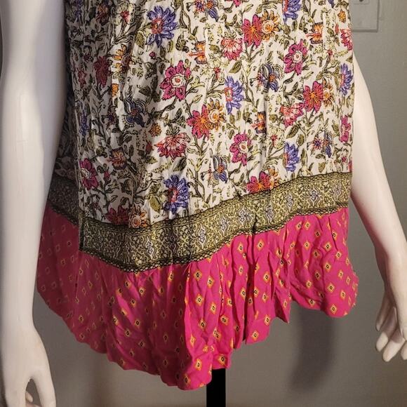 J. Jill Babydoll Tank Top Light Floral Size Large Feminine Gardencore 100% Rayon - Picture 2 of 8